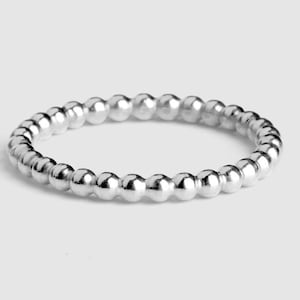 Beaded Ring 2.5mm 925 Solid Sterling Silver Ball Bead Style Stacking Band