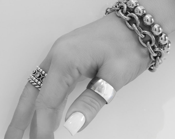 Thumb Ring Large Ring Wide Ring Smooth Plain Design High Polished