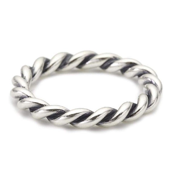 Details about   925 Sterling Silver Twist Ring Polished Solid Sterling Silver Stacking Ring 