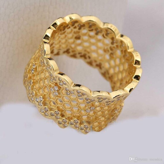 18k Chapado En Oro Con Eslabones De Cadena Estilo Anillo Nuevo Excelente Calidad Estampada 6,7,8,9,10