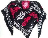 Kurdistan Women scarf, Kurdish traditional dress headscarf, ethnic boho scarf black white purple green red batik pattern, kurdish kalhori