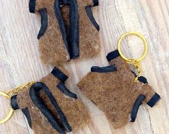 Kurdistan Kolbar Franji mini pendant, Kurdish men vest felted, shepherd vest, car pendant folklore, pocket dangler mini kurdish