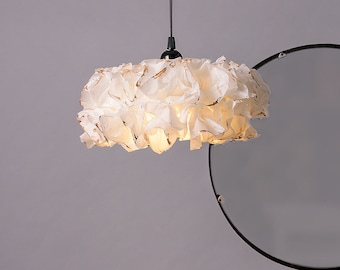 White & Gold Pendant Lamp, Hanging Lamp, Paper Lamp, Ceiling Light, Special Gifts