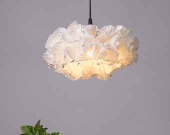 White Silver Pendant Lamp, White Light Fixture, Ceiling lighting, Living room Soft Warm light