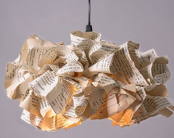 Extra Large Book Paper Lamp Eco Friendly Up-cycled Ceiling Light, Statement Studio Decor, Pendant Lamp, Bohemian Light Fixture