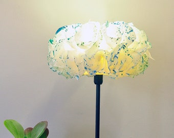 Blue & Green Paper Lamp shade, Floor / Desk Light, Table Lamp, Bedside Nightstand Lamp, Romantic Bedroom Lighting