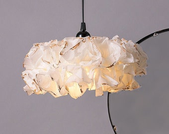 XL White Gold Pendant Lamp, White Light Fixture, Gold Light Fixture, Boho Ceiling Light, Living Room Statement Lamp