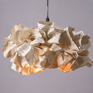 XL Book Paper Lamp, Ceiling light, light Pendant, Reading Office Decor, Pendant Lamp, Boho Light Fixture