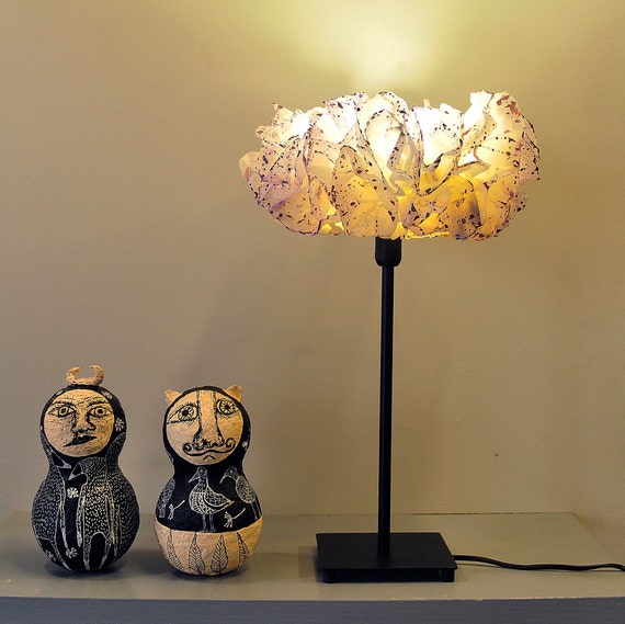 Rustic floor outlet lamp with table