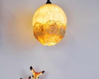 Unique Ceiling Golden Lamp, Hanging Lamp, Bedroom Soft Romantic Light, Ceiling Paper Lamp, Pendant Light, Gift for her