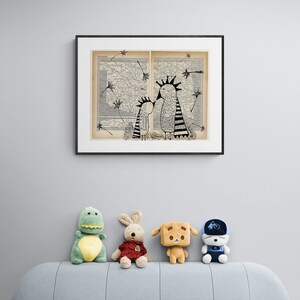 Wiedehopf Malerei, Vögel Wandkunst, Vogel Wand-dekor, Vögel Illustration, Einzigartige Wandkunst, Vögel Kunstdruck, Malerei auf Buch, Zeichnung auf Karte