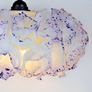 White and Purple Paper Pendant Light, Baby Nursery room light, Paper Lamp, hanging light, Ceiling Lamp shade, Girls Room Lamp image 3