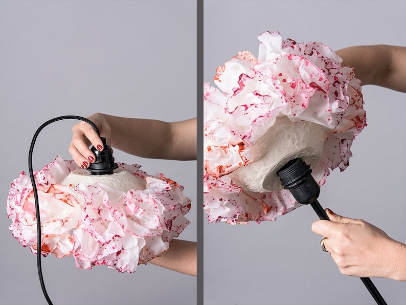 Bedside Nightstand Lamp Paper Pink Lamp Shade Table Lamp Etsy