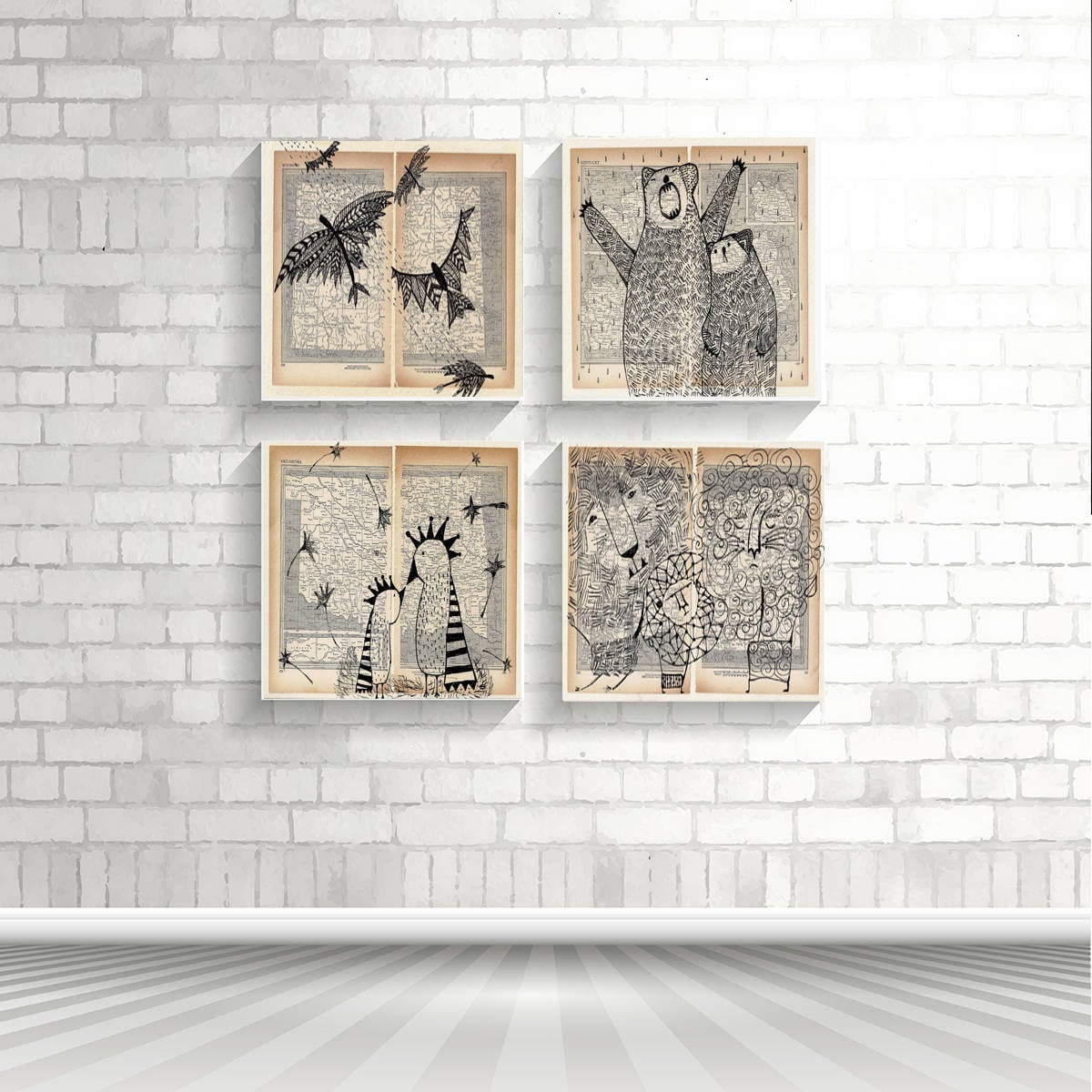 Giclee Art Print Set Giclee Wall Art Set of FOUR Paintings Etsy