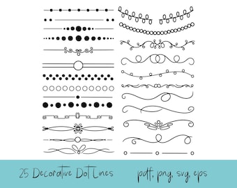 Decorative Dot Line Clipart, 25 Dotted Lines (pdf, png, svg, eps)