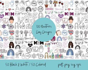 Mother's Day Clip Art including 100 Designs. pdf, png, svg, eps digital download