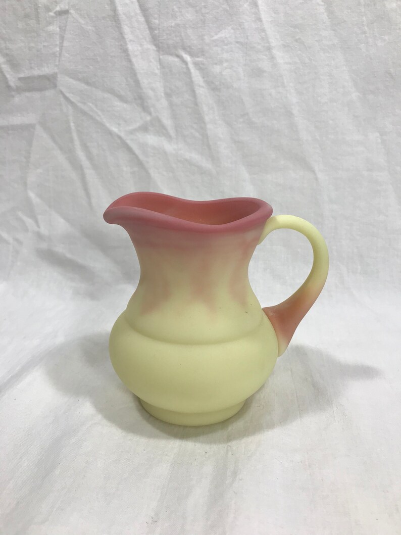 Vintage Fenton Burmese Glass Creamer Pitcher Etsy