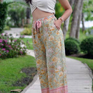 Boho Floral Wide Leg Palazzo Pants – Vintage Summer Trousers