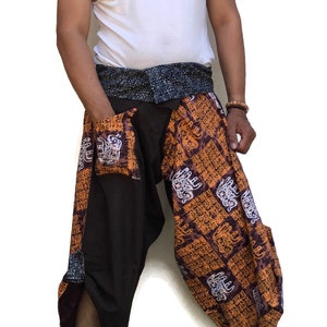 Samurai pants Elephant pants Men&#39;s fashion Harem pants Yoga pants Samurai pants Tie waist pants Wide Leg pants Thai Fisherman pants  Unisex
