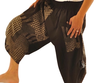 Graphic pants Samurai pants  Ninja pants Men's fashion Harem pants  Wide Leg pants Thai Fisherman pant  Unisex Trousers Free running pants