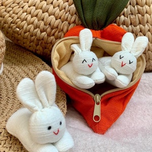 Bunny toy Bunny and carrot purse Easter Bunny family Rabbit toy Family rabbit  Suffed bunny Suffed rabbit  Bunny easter
