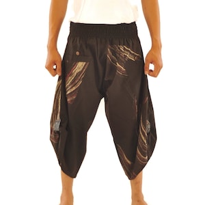 Calças Samurai Calças Ninja Moda Masculina Calças Harem Calças de Yoga Calças de Perna Larga Calças de Pescador Tailandês Calças Unissex Calças de Corrida Livre