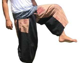 Cotton Thai Fisherman Pants: Unisex Samurai Harem Yoga Pants