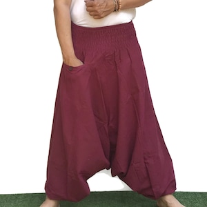 Free  Shipping  Red Cotton Baggy pants, Hmong pants, Yoga pants, Harem pants, Boho pants, Hippie pants