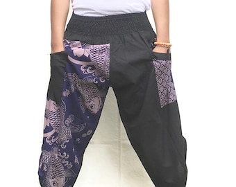 Samurai pants  Ninja pants Men's fashion Harem pants Yoga pants  Wide Leg pants Thai Fisherman pant  Unisex Trousers Free running pants