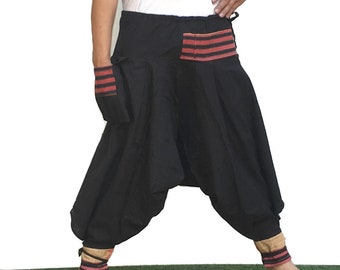 Free  Shipping  Black Cotton Baggy pants, Hmong pants, Yoga pants, Harem pants, Boho pants, Hippie pants