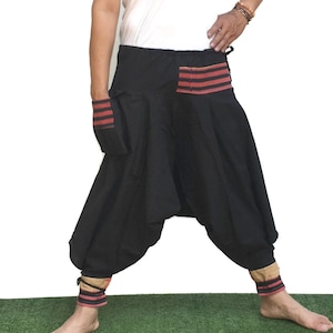 Free  Shipping  Black Cotton Baggy pants, Hmong pants, Yoga pants, Harem pants, Boho pants, Hippie pants