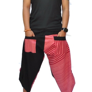 Calças Samurai Calças Ninja Moda Masculina Calças Harem Calças de Yoga Calças de Perna Larga Calças de Pescador Tailandês Calças Unissex Calças de Corrida Livre
