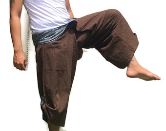 Samurai pants Men's fashion Harem pants Yoga pants Samurai pants Tie waist pants Wide Leg pants Thai Fisherman pants Unisex  Thai pants