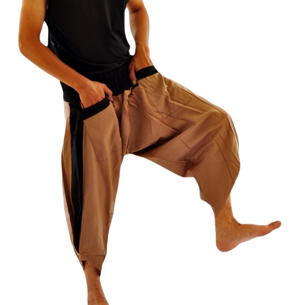 Samurai Hose Ninja Hose Herrenmode Haremshose Yogahose Hose mit weitem Bein Thai Fischerhose Unisex Hose Freilaufhose