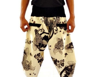 Samurai pants  Ninja pants Men's fashion Harem pants Yoga pants  Wide Leg pants Thai Fisherman pant  Unisex Trousers Free running pants