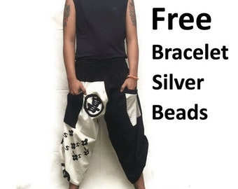 Samurai pants  Ninja pants Men's fashion Harem pants Yoga pants  Wide Leg pants Thai Fisherman pant  Unisex Trousers Free running pants