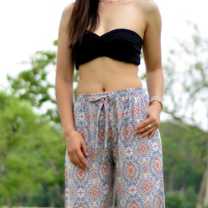 Boho Floral Palazzo Pants – High Waist Wide Leg Trousers