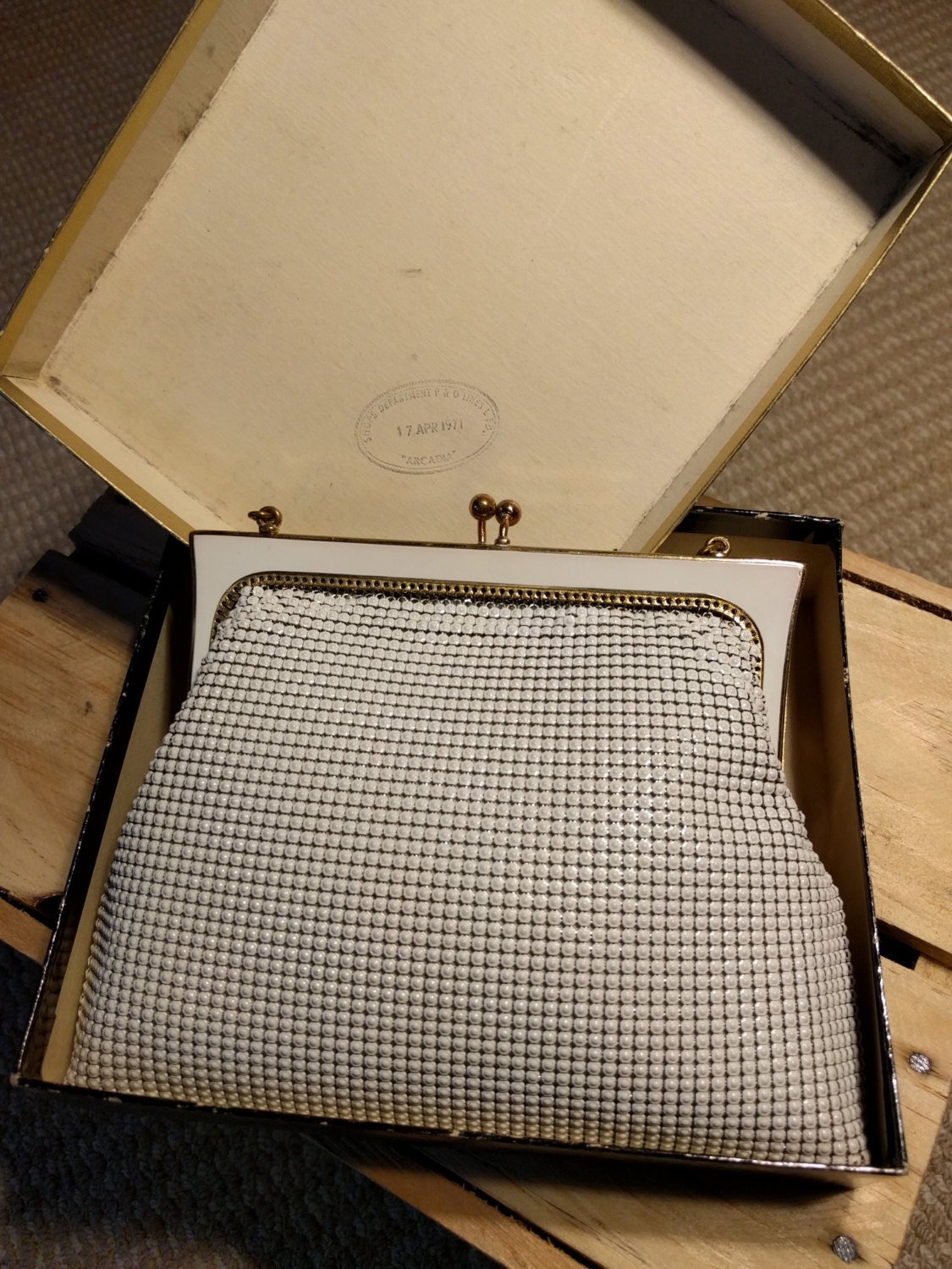 1970er Jahre Droton Creme Netz Abend Tasche Geldbörse | Etsy