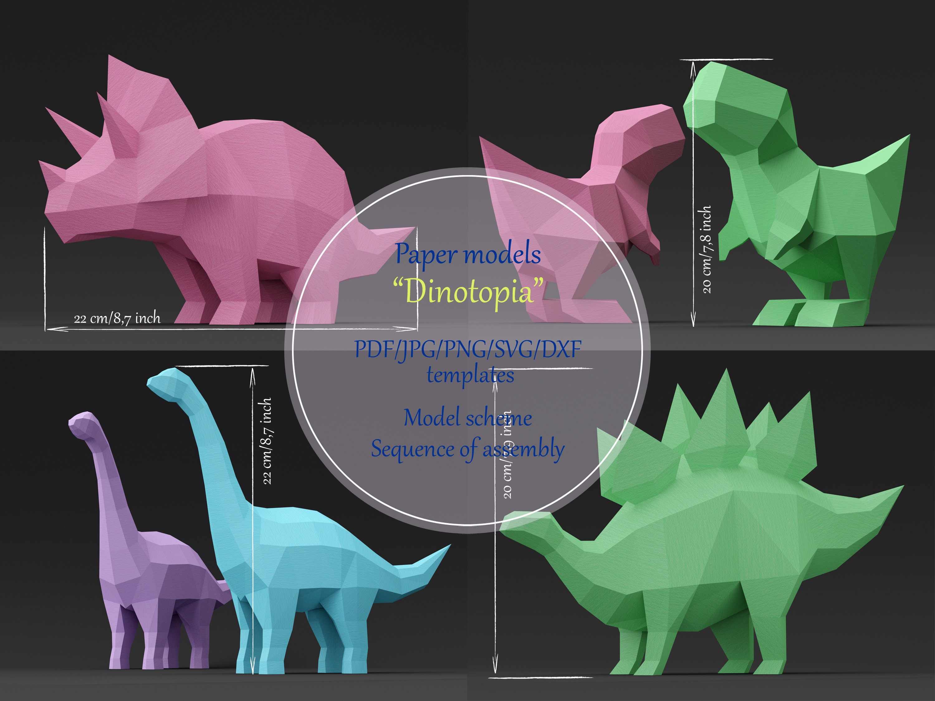 Download Paper Model Pdf Template Dino Dinosaur 3d Paper Sculpture Etsy
