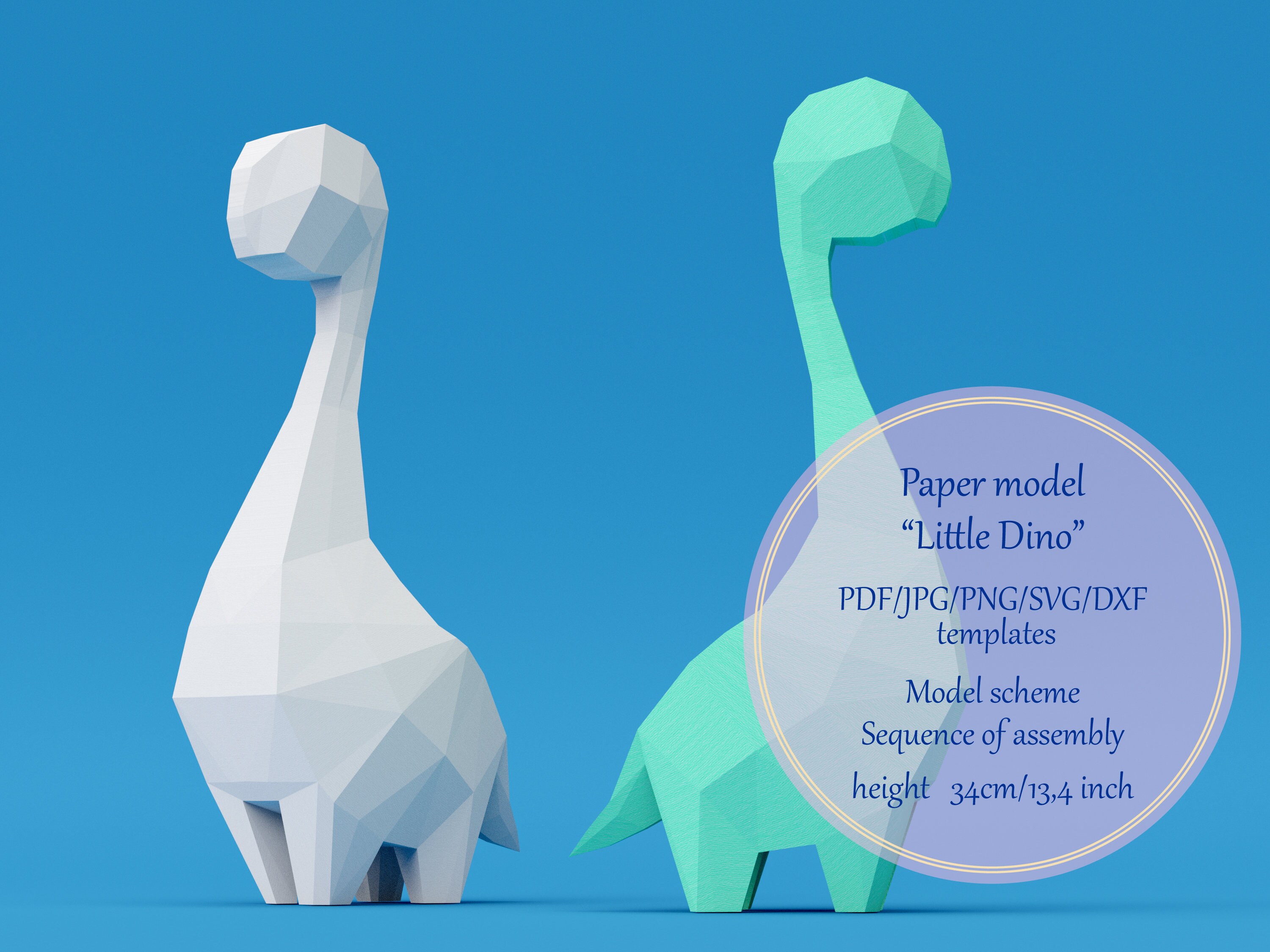 Paper model PDF template dino dinosaur 3D paper sculpture | Etsy