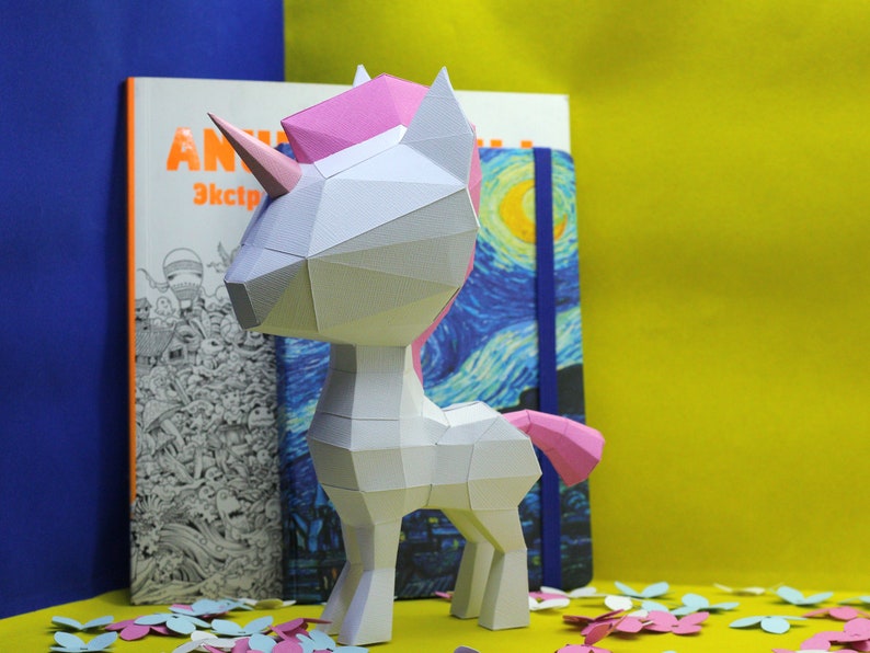 paper model pdf template unicorn papercraft paper etsy