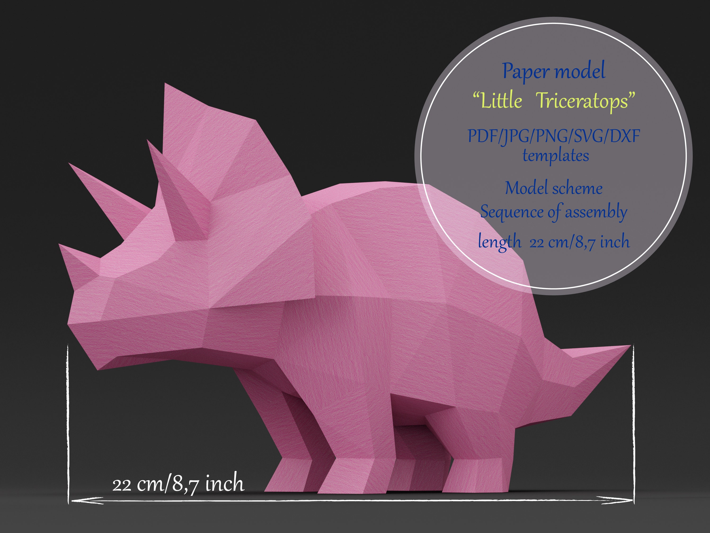 Download Paper Model Pdf Template Triceratops Dinosaur 3d Paper Etsy