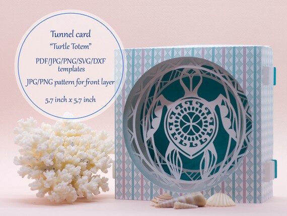Tunnel De Carte Carte Pop Up 3d Modèle De Papercut Tortue Totem Tatouage Jpg Png Pdf Svg Dxf Laser Coupe Set Téléchargement Télécharger