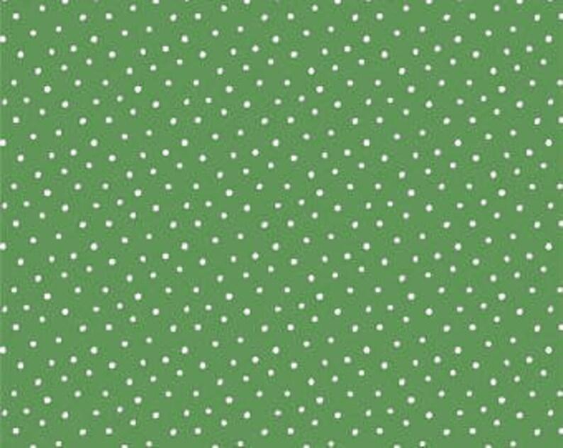 GOTs Certified Cotton Cloud9 fabric from Cloud9 Knits, ORGANIC Interlock Knit green White polkadots DOTS print SALE 1 yard @ 6.90