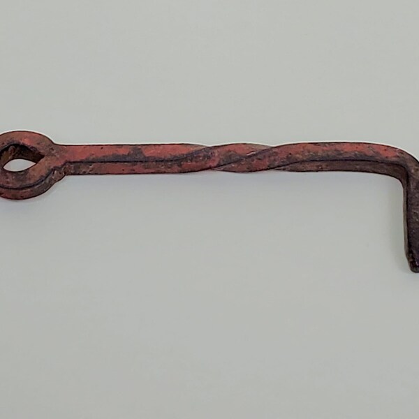 Vintage 5 Inch Red Hand Forged Twisted Gate Latch with Center Twist Door Latch Farming
