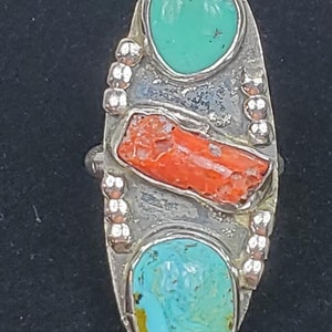 Vintage 1970s Hand Made Sterling Silver Natural Turquoise Ring Grand Canyon image 10