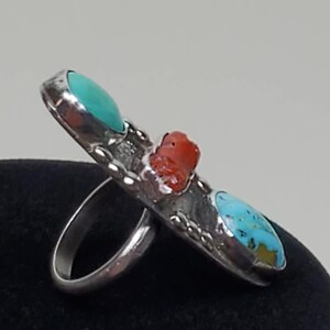 Vintage 1970s Hand Made Sterling Silver Natural Turquoise Ring Grand Canyon image 8