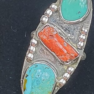 Vintage 1970s Hand Made Sterling Silver Natural Turquoise Ring Grand Canyon image 9