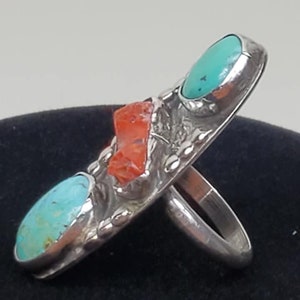 Vintage 1970s Hand Made Sterling Silver Natural Turquoise Ring Grand Canyon image 5