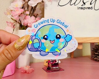 Holographic Military Kid Globe Sticker: Resilience, Brave, Courage, Military Child, Travel, World